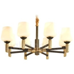 Ren Mässing Stor Lyxig Rustik Retro Vintage Mässing Hängande Ljuskrona Med Glasskärmar