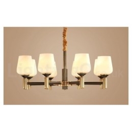 Ren Mässing Stor Lyxig Rustik Retro Vintage Mässing Hängande Ljuskrona Med Glasskärmar