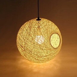 Country Enkel Modern Lampa Pastoral Rotting Lampa Hamp Ball Chandelier