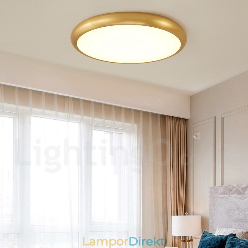 Ultratunn Dimbar Modern Modern Nordisk Stil Infälld Mässingstaklampa Med Akrylskärm Kan Också Användas Som Vägglampa