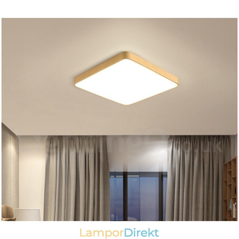 Ultratunn Fyrkantig Dimbar Modern Modern Nordisk Stil Infälld Taklampa I Mässing Med Akrylskärm Kan Också Användas Som Vägglampa