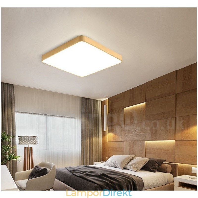 Ultratunn Fyrkantig Dimbar Modern Modern Nordisk Stil Infälld Taklampa I Mässing Med Akrylskärm Kan Också Användas Som Vägglampa
