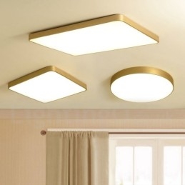 Ultratunn Fyrkantig Dimbar Modern Modern Nordisk Stil Infälld Taklampa I Mässing Med Akrylskärm Kan Också Användas Som Vägglampa