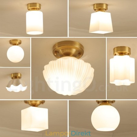 Pure Brass Rustic Lodge Nordic Style Infällda Taklampor Med Glasskärm Pure Brass Rustic Lodge Nordic Style Infällda Taklampor Med Glasskärm