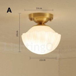 Pure Brass Rustic Lodge Nordic Style Infällda Taklampor Med Glasskärm