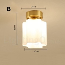 Pure Brass Rustic Lodge Nordic Style Infällda Taklampor Med Glasskärm
