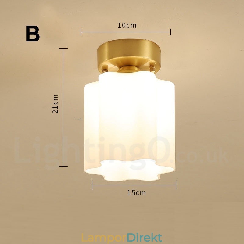 Pure Brass Rustic Lodge Nordic Style Infällda Taklampor Med Glasskärm
