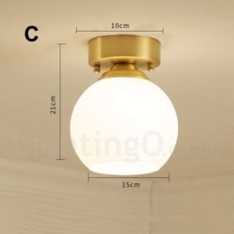 Pure Brass Rustic Lodge Nordic Style Infällda Taklampor Med Glasskärm