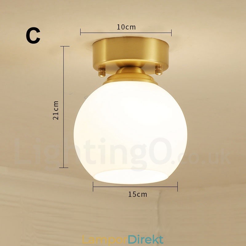 Pure Brass Rustic Lodge Nordic Style Infällda Taklampor Med Glasskärm
