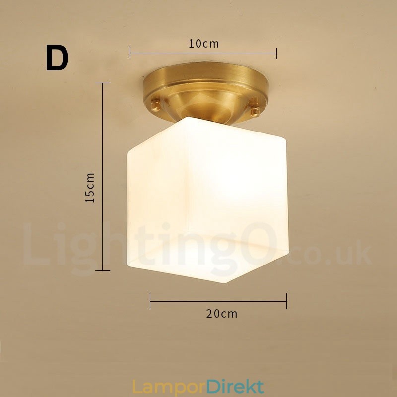 Pure Brass Rustic Lodge Nordic Style Infällda Taklampor Med Glasskärm