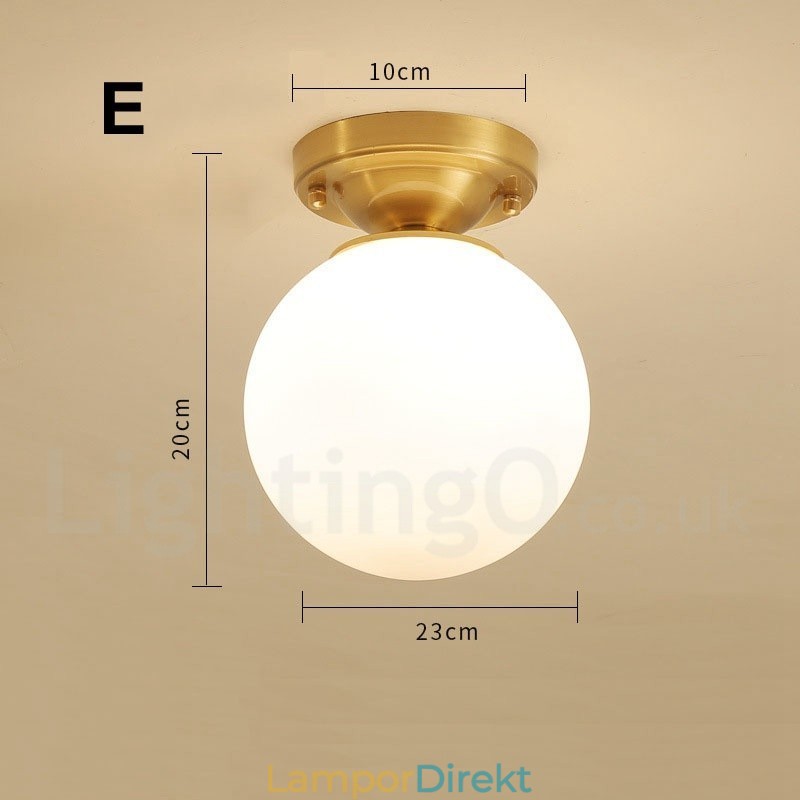 Pure Brass Rustic Lodge Nordic Style Infällda Taklampor Med Glasskärm