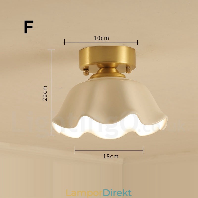 Pure Brass Rustic Lodge Nordic Style Infällda Taklampor Med Glasskärm