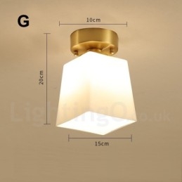 Pure Brass Rustic Lodge Nordic Style Infällda Taklampor Med Glasskärm