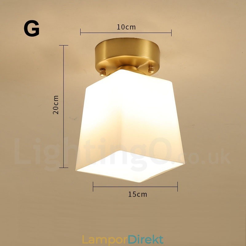 Pure Brass Rustic Lodge Nordic Style Infällda Taklampor Med Glasskärm
