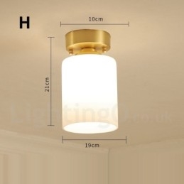 Pure Brass Rustic Lodge Nordic Style Infällda Taklampor Med Glasskärm