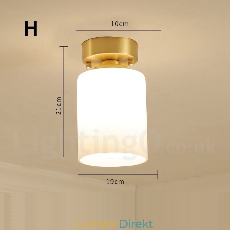 Pure Brass Rustic Lodge Nordic Style Infällda Taklampor Med Glasskärm