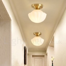 Pure Brass Rustic Lodge Nordic Style Infällda Taklampor Med Glasskärm