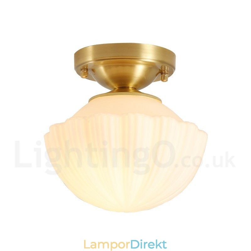 Pure Brass Rustic Lodge Nordic Style Infällda Taklampor Med Glasskärm