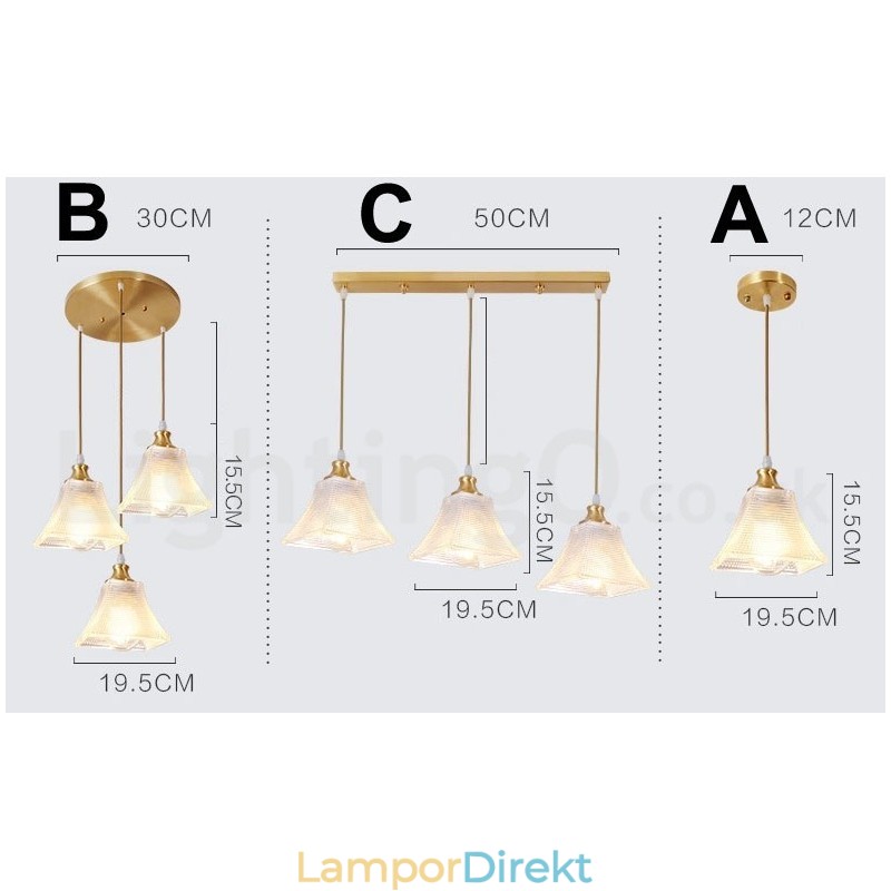 Pure Brass Rustic Lodge Nordic Style Pendellampa Med Glasskärm