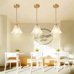 Pure Brass Rustic Lodge Nordic Style Pendellampa Med Glasskärm
