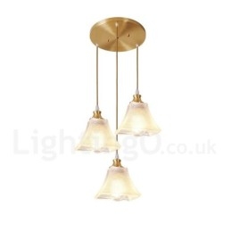 Pure Brass Rustic Lodge Nordic Style Pendellampa Med Glasskärm