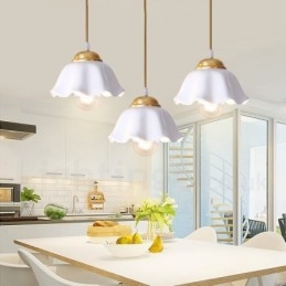 Pure Brass Rustic Lodge Nordic Style Pendellampa Med Keramikskärm