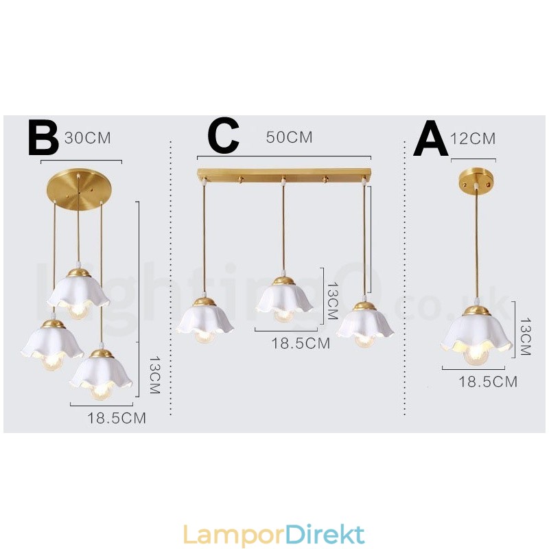 Pure Brass Rustic Lodge Nordic Style Pendellampa Med Keramikskärm