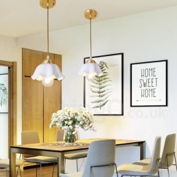 Pure Brass Rustic Lodge Nordic Style Pendellampa Med Keramikskärm