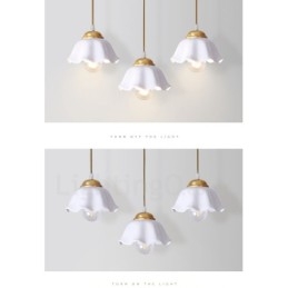 Pure Brass Rustic Lodge Nordic Style Pendellampa Med Keramikskärm
