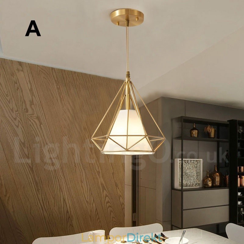 Pure Brass Rustic Lodge Nordic Style Pendellampa Med Tygskärm
