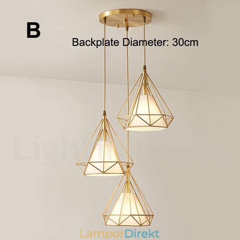 Pure Brass Rustic Lodge Nordic Style Pendellampa Med Tygskärm
