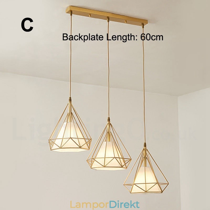 Pure Brass Rustic Lodge Nordic Style Pendellampa Med Tygskärm