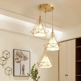 Pure Brass Rustic Lodge Nordic Style Pendellampa Med Tygskärm
