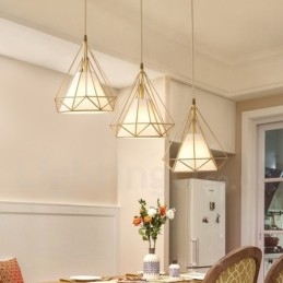 Pure Brass Rustic Lodge Nordic Style Pendellampa Med Tygskärm