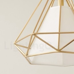 Pure Brass Rustic Lodge Nordic Style Pendellampa Med Tygskärm