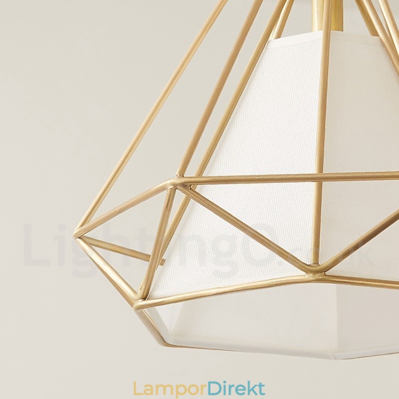 Pure Brass Rustic Lodge Nordic Style Pendellampa Med Tygskärm