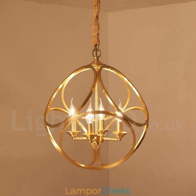 Pure Brass Rustic Lodge Nordic Style Pendellampa