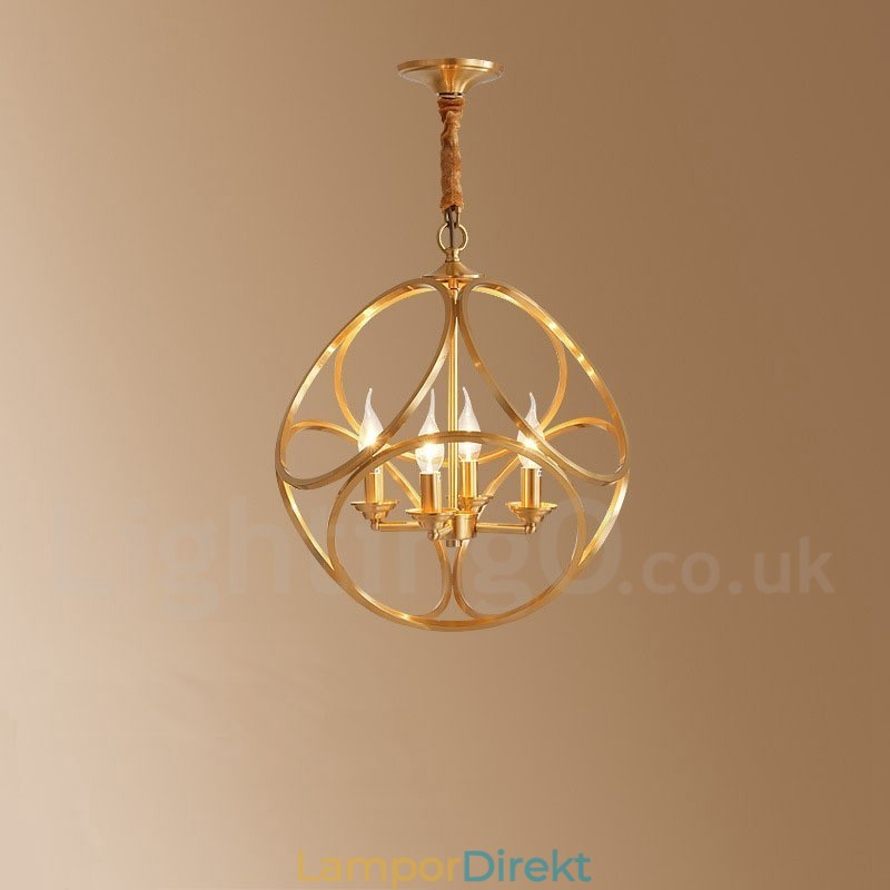 Pure Brass Rustic Lodge Nordic Style Pendellampa