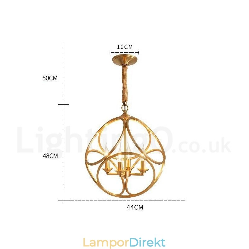Pure Brass Rustic Lodge Nordic Style Pendellampa