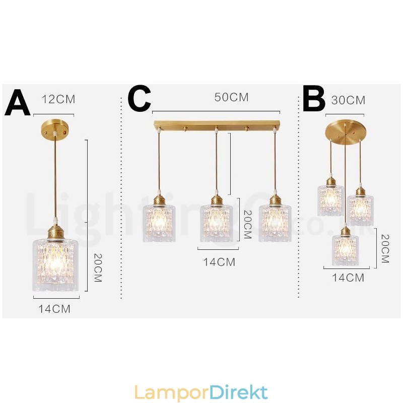 Pure Brass Rustic Lodge Nordic Style Pendellampa Med Glasskärm