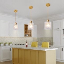 Pure Brass Rustic Lodge Nordic Style Pendellampa Med Glasskärm
