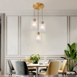 Pure Brass Rustic Lodge Nordic Style Pendellampa Med Glasskärm