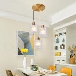 Pure Brass Rustic Lodge Nordic Style Pendellampa Med Glasskärm