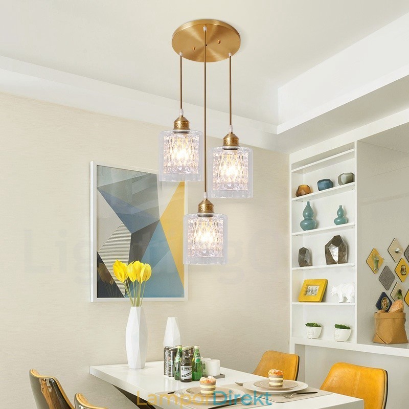 Pure Brass Rustic Lodge Nordic Style Pendellampa Med Glasskärm