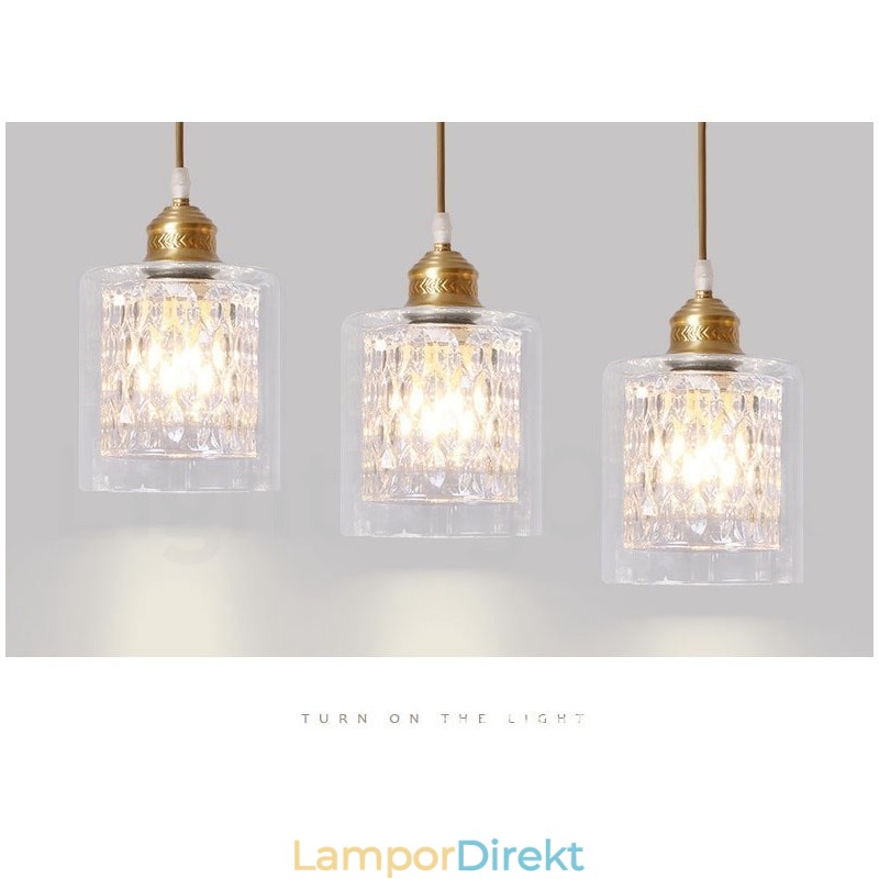 Pure Brass Rustic Lodge Nordic Style Pendellampa Med Glasskärm