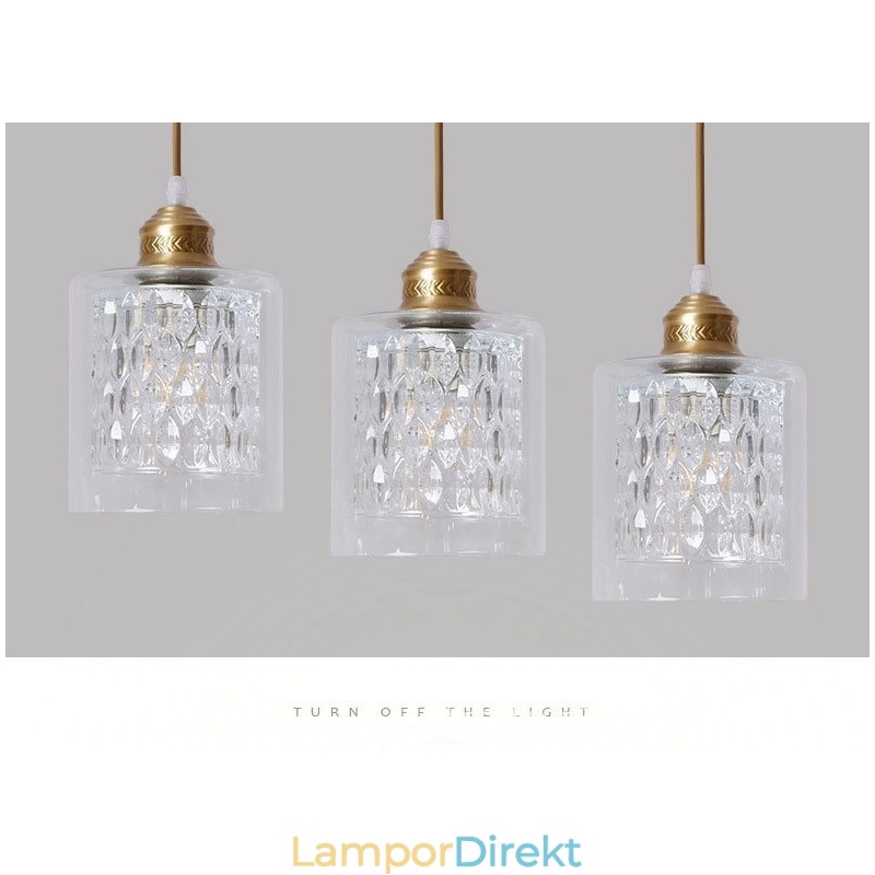 Pure Brass Rustic Lodge Nordic Style Pendellampa Med Glasskärm