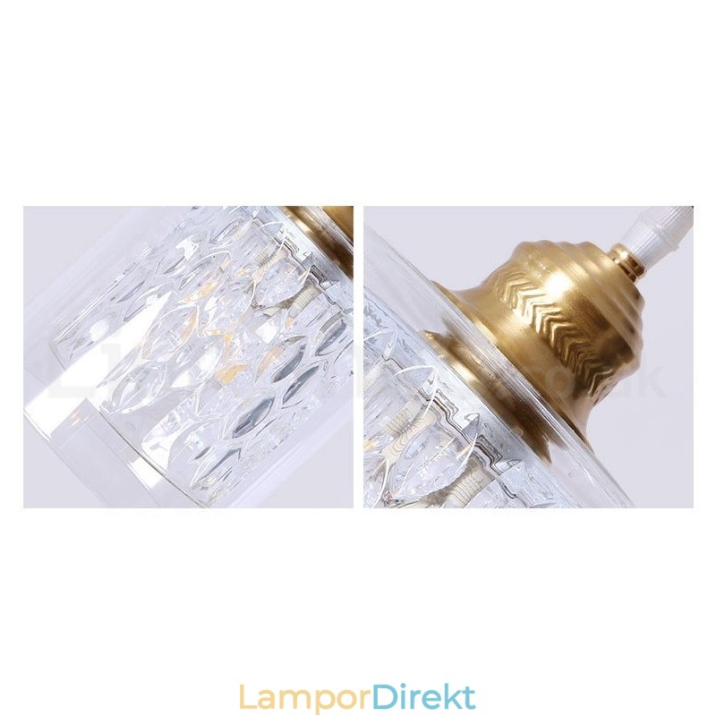 Pure Brass Rustic Lodge Nordic Style Pendellampa Med Glasskärm