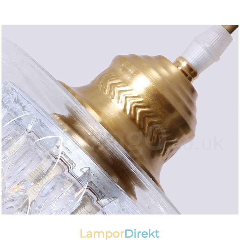 Pure Brass Rustic Lodge Nordic Style Pendellampa Med Glasskärm