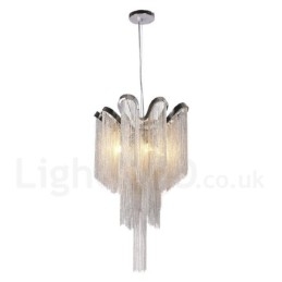 Aluminium Tofsar Ljuskrona Designer Pendel Light Silver Färg