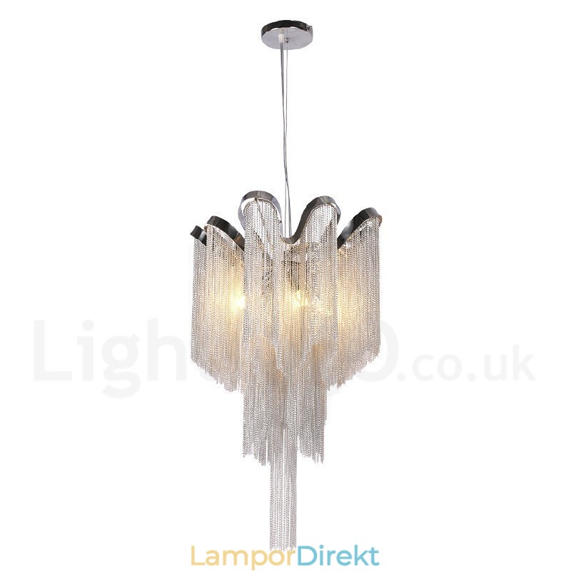 Aluminium Tofsar Ljuskrona Designer Pendel Light Silver Färg